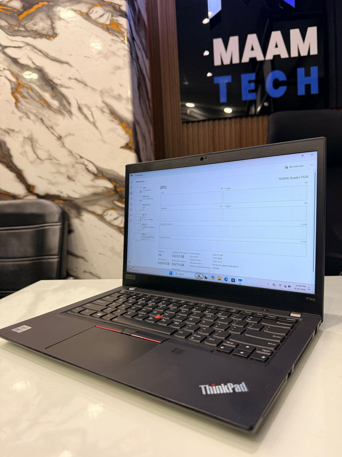 Lenovo ThinkPad P14s — Core i7 10th Gen | 16GB RAM | 256GB SSD | NVIDIA Quadro P520 2GB