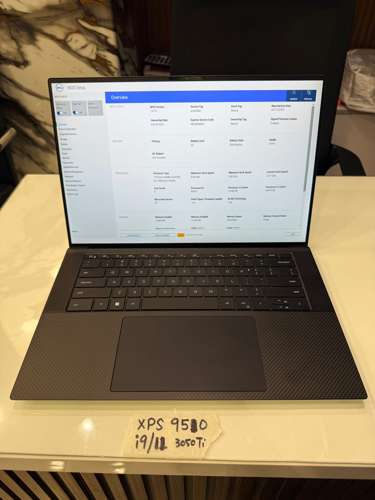 Dell XPS 9510 — Core i9 11th Gen | 16GB RAM | 512GB SSD | RTX 3050 Ti