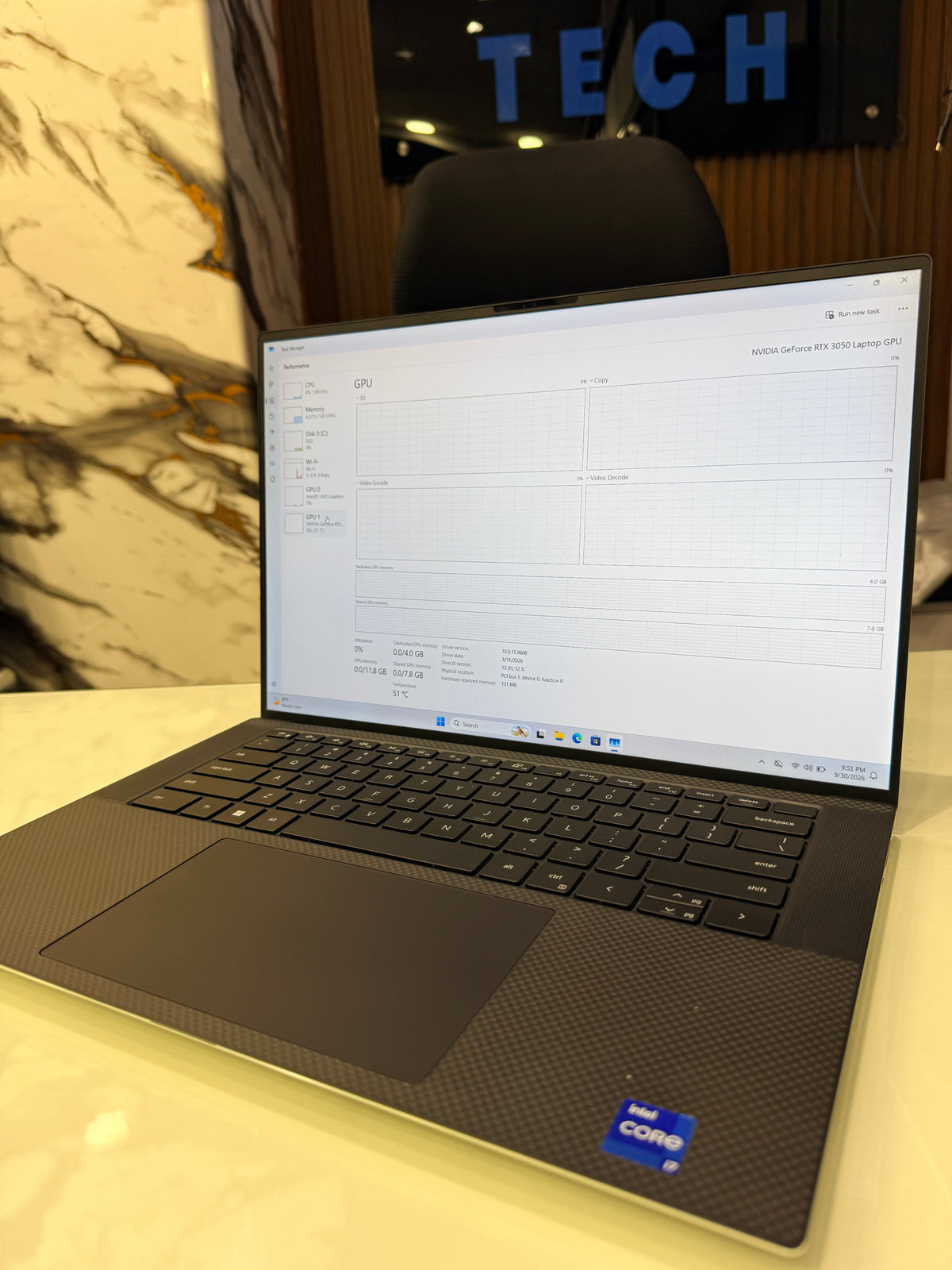 Dell XPS 9520 — Core i7 12th Gen | 16GB RAM | 512GB SSD | RTX 3050 4GB