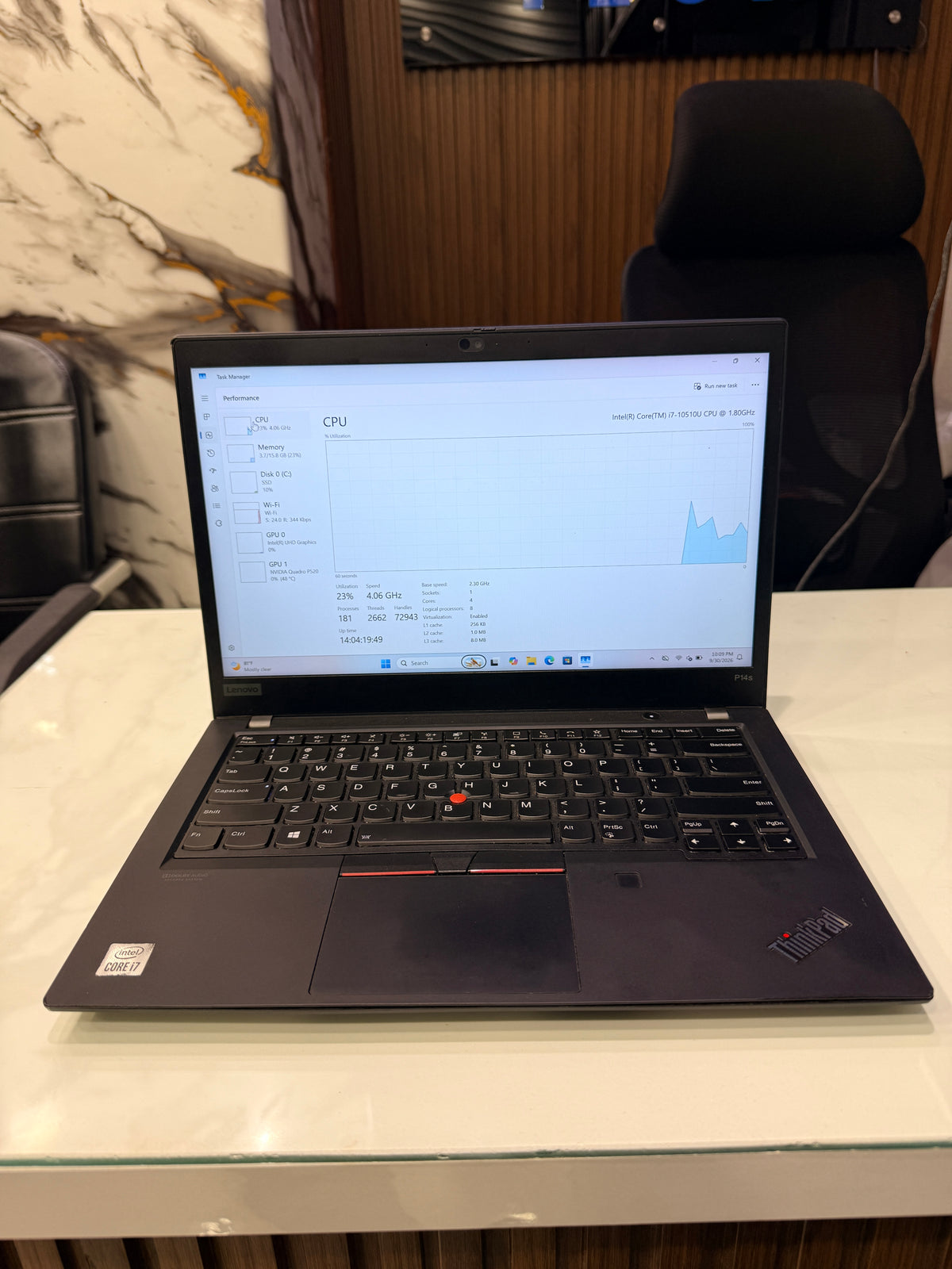 Lenovo ThinkPad P14s — Core i7 10th Gen | 16GB RAM | 256GB SSD | NVIDIA Quadro P520 2GB